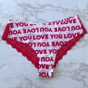 Victoria’s Secret sexy lace love you red and white panty size medium
